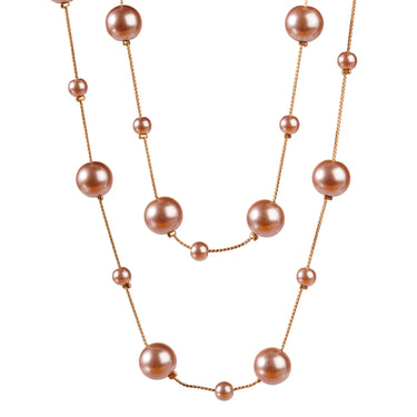 Iva Layered Long Pink Pearl Necklace