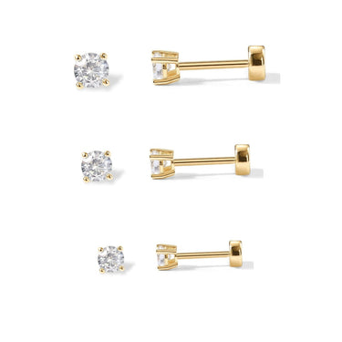 Zircon Flat Back Studs | 14K Plated