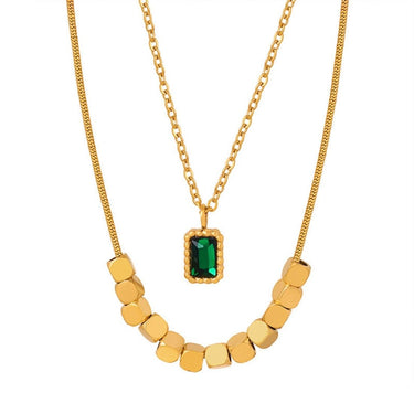 Sage Layered Pendant Necklace | 18K Plated