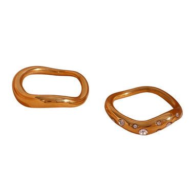 Wavy Duo Rings (Pack of 2) | 18K Plated