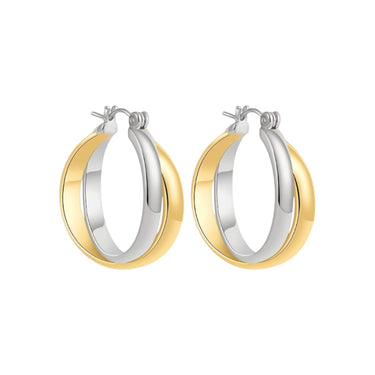 Stanley Two-Toned Twisted Hoops | 18K Plated