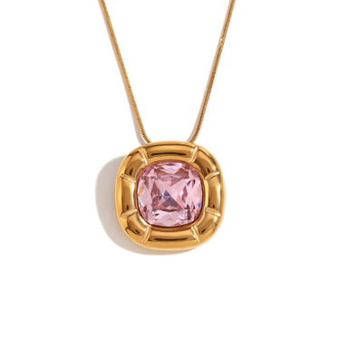 Azure Pink Zircon Pendant | 18K Plated
