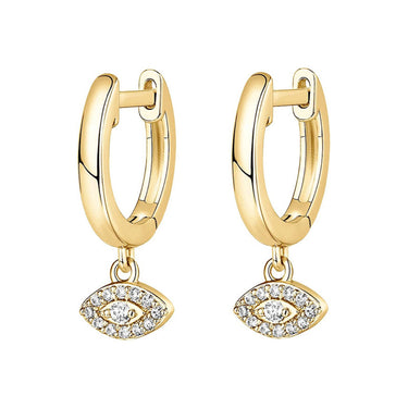 Evil eye Drops Hoops | 14K Plated
