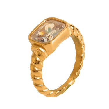 Gold Mens Mod Stone Ring | 18K Plated