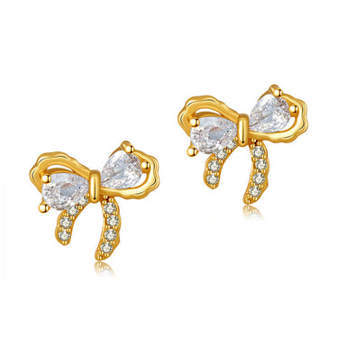 Zircon Bow Studs | 18K Plated