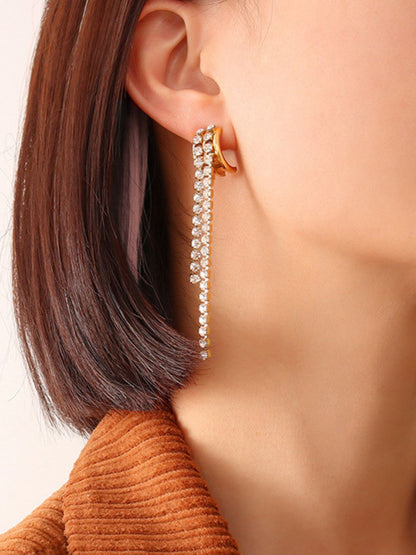 Amanda Cubic Zirconia Dangle Earrings | 18K Plated