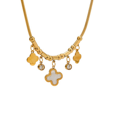 Clover Sparkle Charm Necklace | 18K Plated