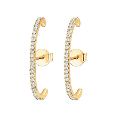 C-shaped Zircon Half Hoops | 14K Plated