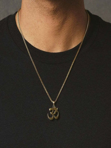 Mens Om Pendant Necklace | 18K Plated