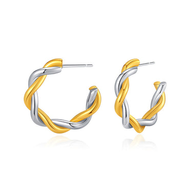 Sandy Two Toned Twisted Half-Hoops| 18K Plated