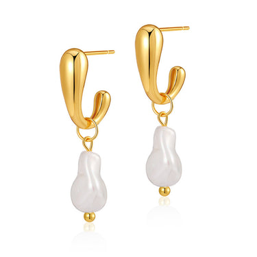 Clara Pearl Drop Earrings | 18K Plated