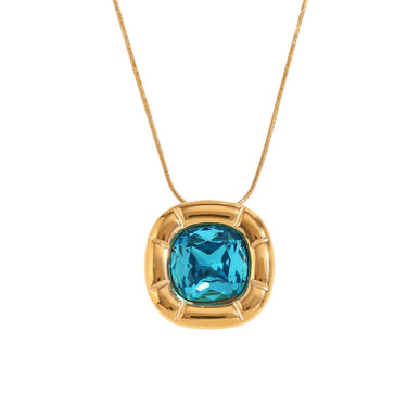 Azure Aqua Blue Zircon Pendant | 18K Plated