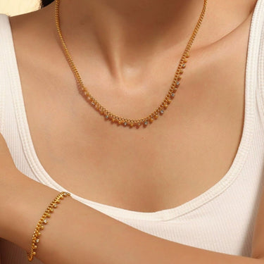 Lunelle Zircon Chain Necklace and Bracelet Set | 18K Plated