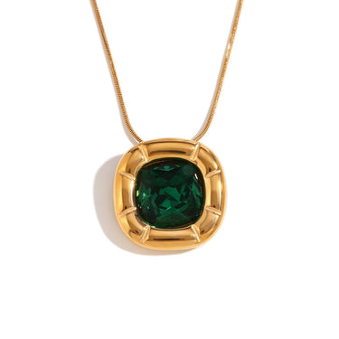 Azure Green Zircon Pendant | 18K Plated