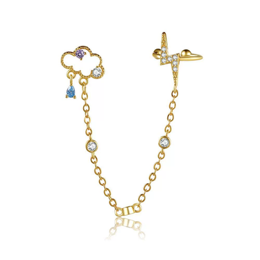 Stormelle Cloud Drop Zircon Ear Chain (Single) | 18K Plated