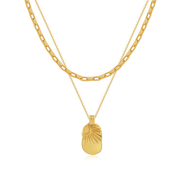 Kate Sun Pendant Layered Necklace | 18K Plated