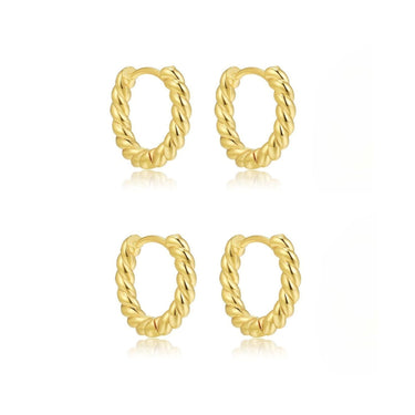 Twisted Hoops (2 pairs) | 18K Plated