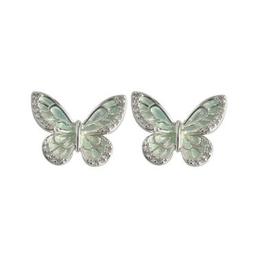 Mint Wings Butterfly Studs | Silver Plated