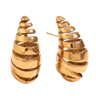Spiral Teardrop Earrings | 18K Plated