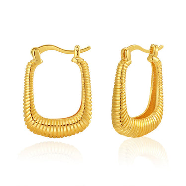 Hailey Ribbed Hoops | 18K Plated