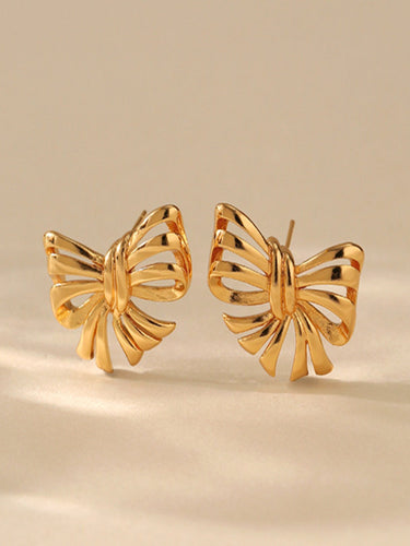 Ribbon Bow Studs | 18K Plated