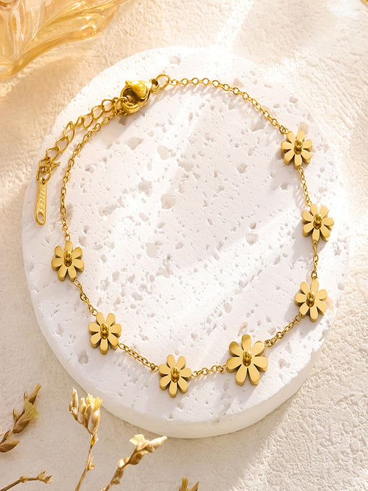 Floral Bloom Charm Anklet | 18K Plated