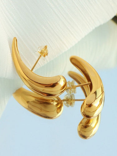 Long Tear Drop Bottega Studs | 18K Plated