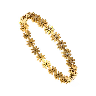 Floral Bloom Bangle Bracelet | 18K Plated