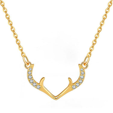 Deer Horns Zircon Pendant | 18K Plated