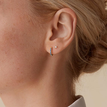 Tera Huggie & Zircon Earring Set | 14K Plated