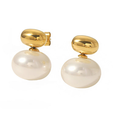 Bold Gold and Pearl Drop Studs | 18K Plated