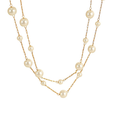 Small Layered Pearl Necklace | 18K Plated