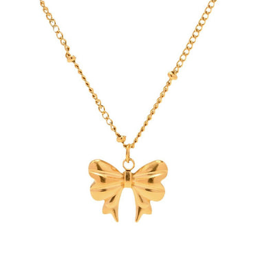 Ribbon Bow Knot Pendant Necklace | 18K Plated