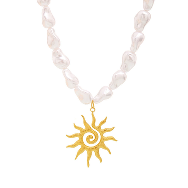 Solmare Pearl and Sun Necklace | 18K Plated