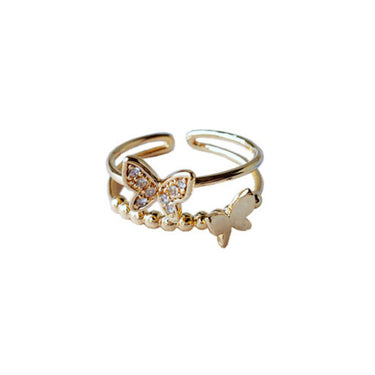 Butterfly Duo Adjustable Ring |14K Plated