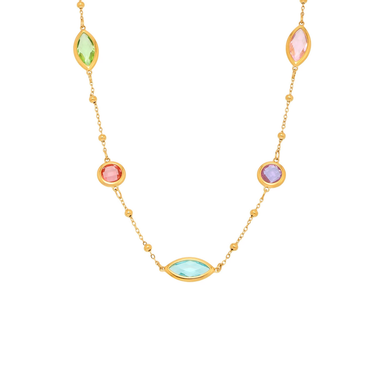 Sorina Glass Stone Necklace | 18K Plated