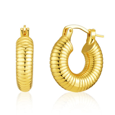 Cori Ribbed Mini Hoops | 18K Plated