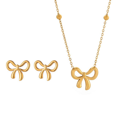 Darling Bow Pendant and Studs | 18K Plated