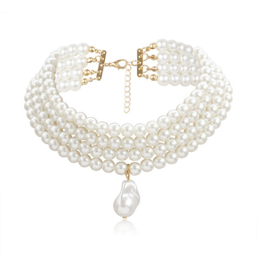 Layered Pearl Choker Necklace