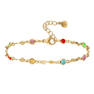 Charlie Multicolor Zircon Anklet (Single) | 18K Plated
