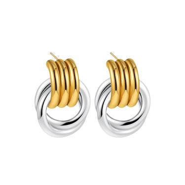 Two-Tone Entwine Loop Studs | 18K Plated