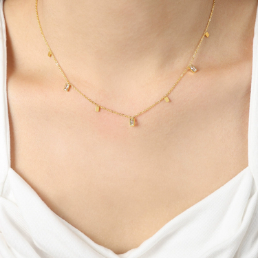 Calista Square Drops Necklace | 18K Plated