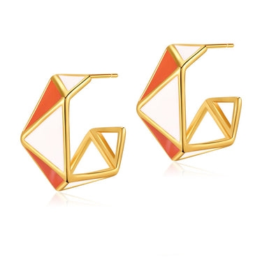 Christina Enamel C Hoops | 18K Plated