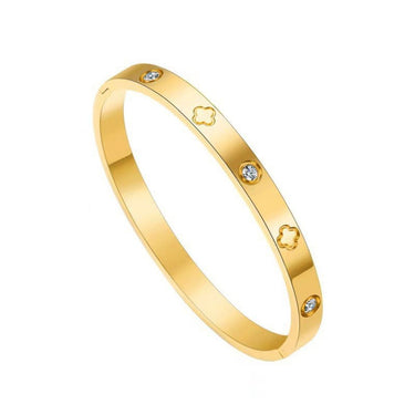 Clover Zircon Bangle | 18K Plated