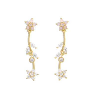 Floriette Pink Floral Drops | 18K Plated
