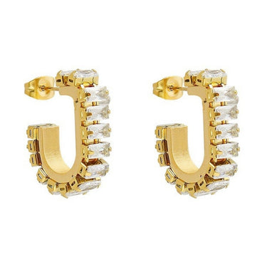Baguette Cubic Zircon Hoops | 18K Plated