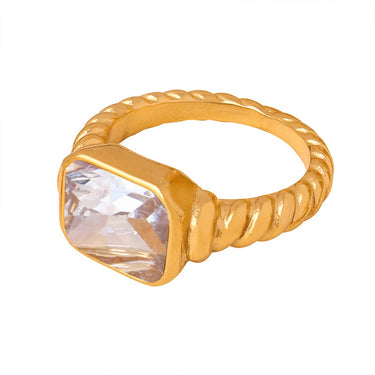 Gold Mens Mod Stone Ring | 18K Plated