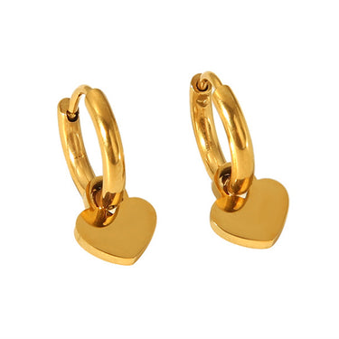Glam Heart Drop Huggies | 18K Plated