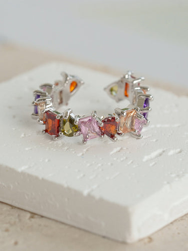 Aurora Geometric Adjustable Ring |Silver Plated