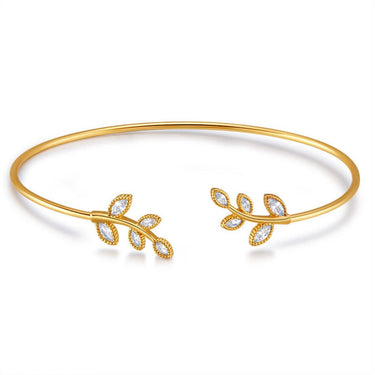 Olive Leaf Cuff Bracelet | 18K Plated